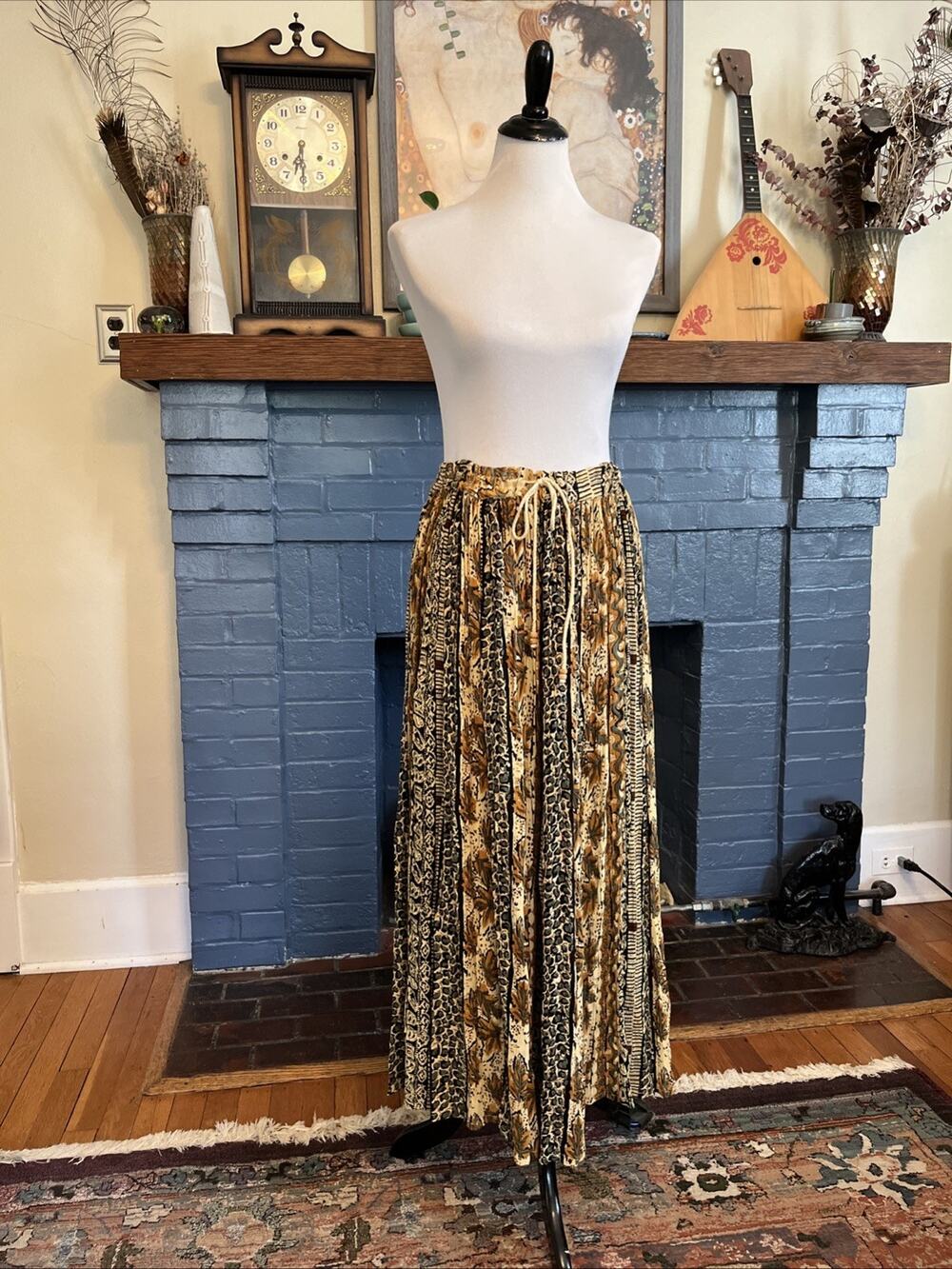 Vintage 90s M Floral Maxi Flowy Pull On Broomstick Skirt Basic Editions Hippie